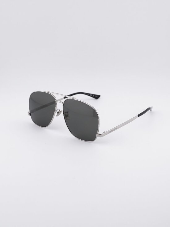 Saint Laurent SL653/F LEON 001 Sunglasses Silver Aviator Frame, Grey Lenses main image 10